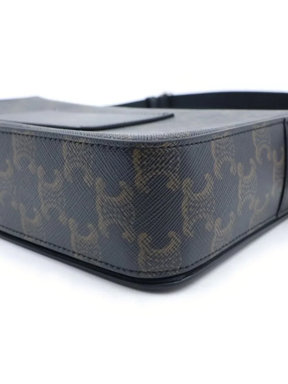 Celine Triomphe Shoulder Bag Leather Brown Black